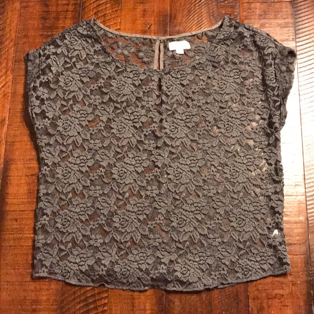 AERIE Lace Gray Top Sz XS - Picture 1 of 8